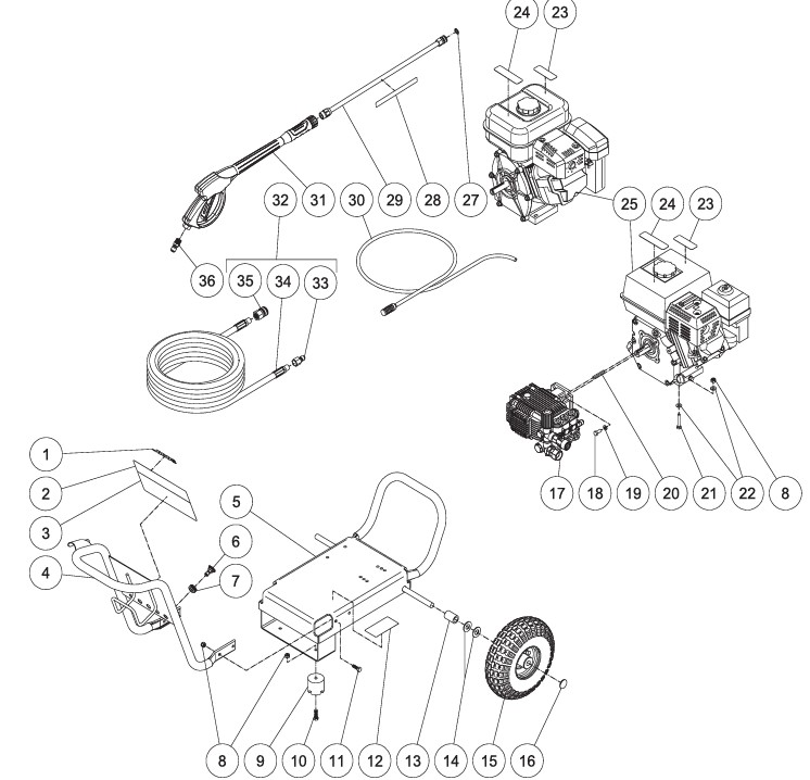MITM WP-3000-4MRB pressure washer parts and manual
